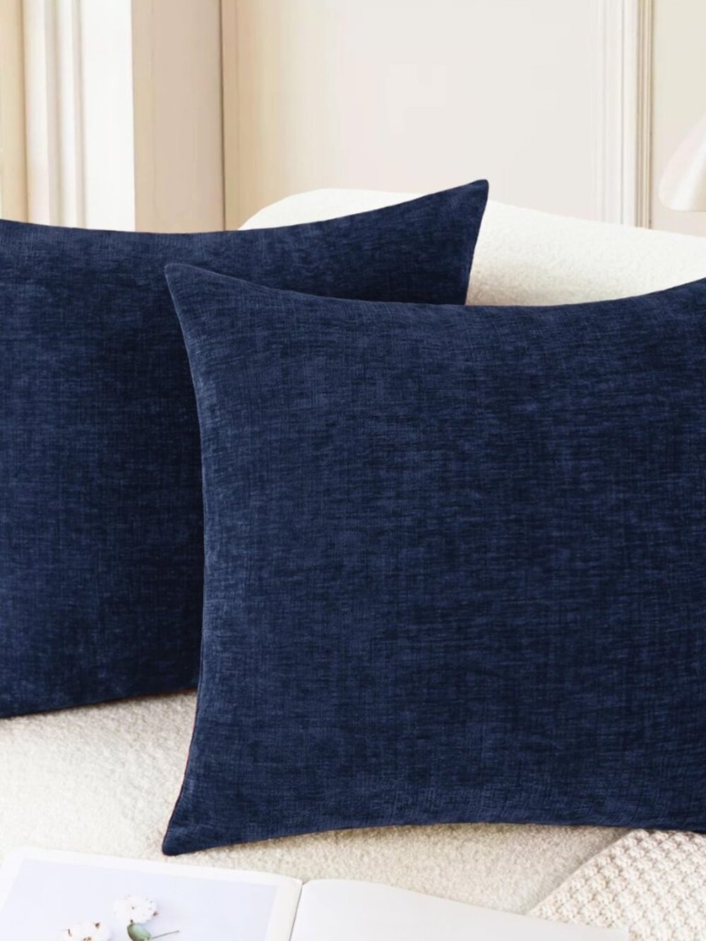 Decorative Couch Throw Pillow Covers 18 X 18 Inches Navy Blue